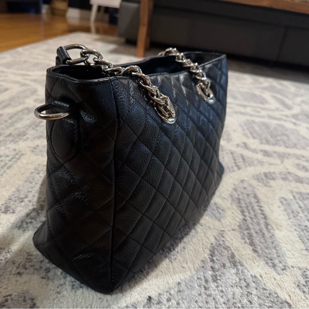 Ron White Black Quilted caviar Calf Leather Tote Bag